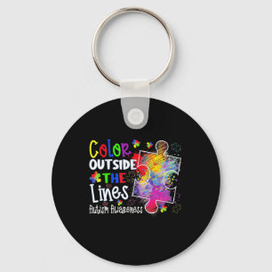 Colour Outside The Lines Autism Awareness Christma Key Ring