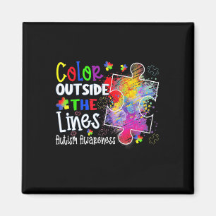 Colour Outside The Lines Autism Awareness Christma Magnet