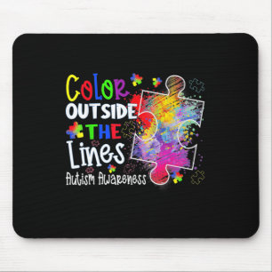Colour Outside The Lines Autism Awareness Christma Mouse Mat