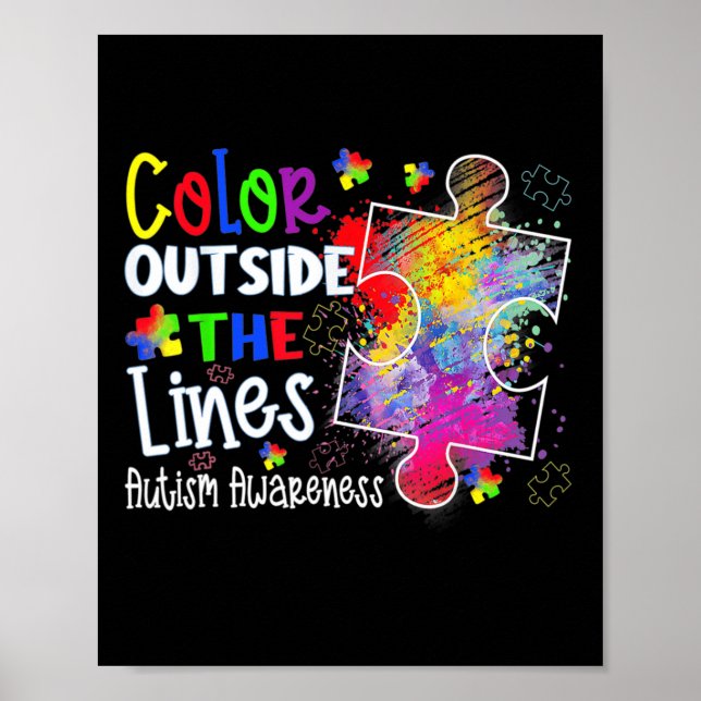 Colour Outside The Lines Autism Awareness Christma Poster (Front)