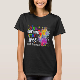 Colour Outside The Lines Autism Awareness Christma T-Shirt
