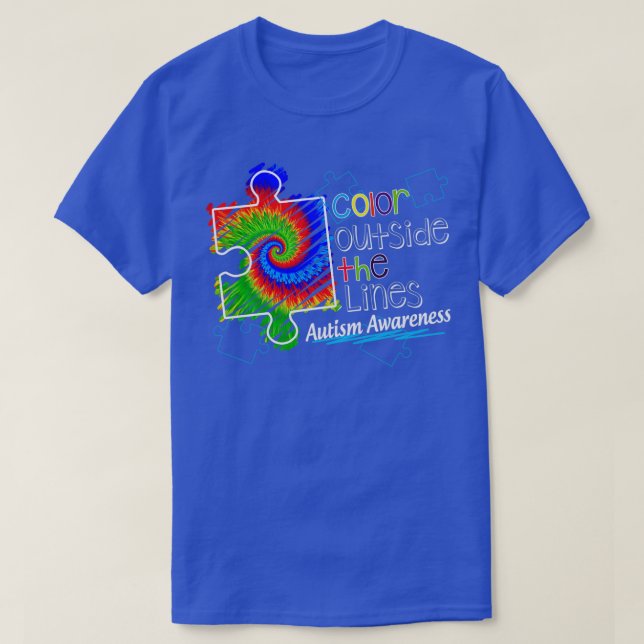Colour Outside The Lines Autism Awareness Hippie T-Shirt (Design Front)