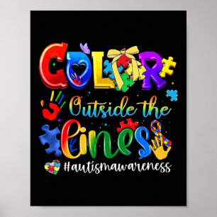 Colour Outside The Lines Autism Awareness Neurodiv Poster