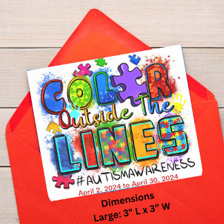 "Colour Outside The Lines"-Autism Awareness Square Sticker