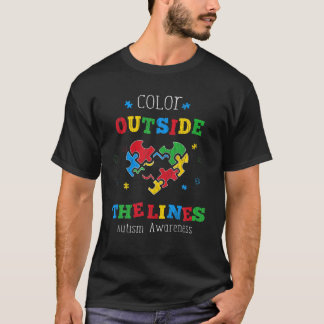 Colour Outside The Lines Love Autistic Kids Autism T-Shirt