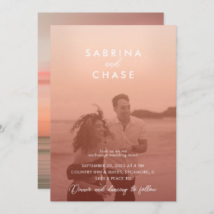 Colour Overlay Blush Stylish Photo Wedding Invitation