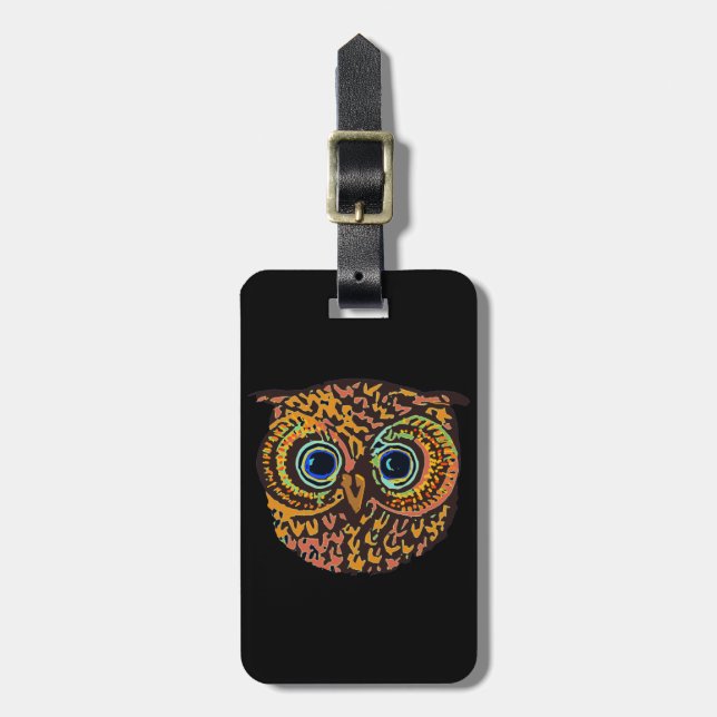 colour owl luggage tag (Front Vertical)