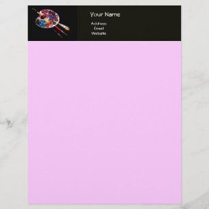 COLOUR PALETTE , black and pink Letterhead Design