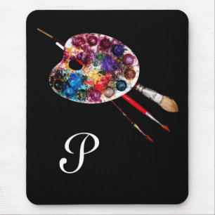 COLOUR PALETTE ,Black Monogram Mouse Mat