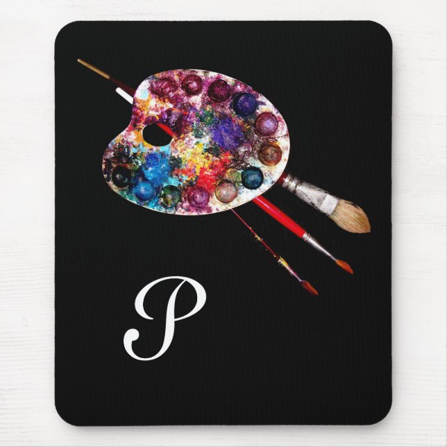 COLOUR PALETTE ,Black Monogram Mouse Mat (Front)