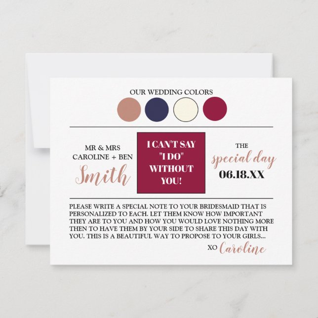 Colour Palette Bridesmaid Proposal Detail Card (Back)
