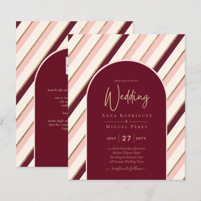 Colour Palette Burgundy Pink Gold Wedding (Front/Back)