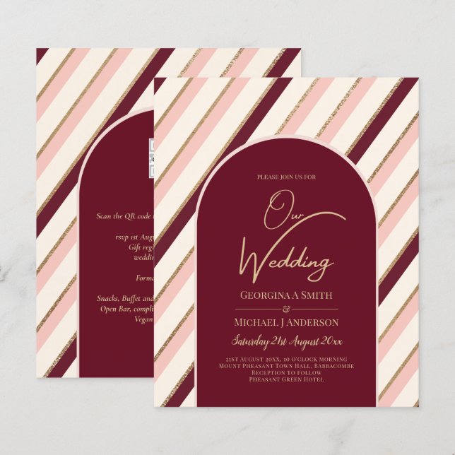 Colour Palette Burgundy Pink Gold Wedding (Front/Back)