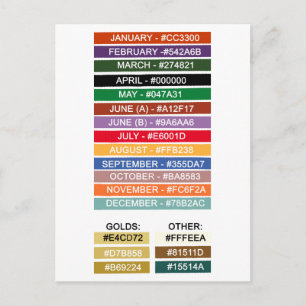 Colour Palette for Birthstone Crosses Postcard