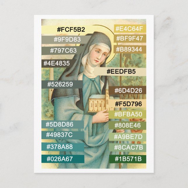 Colour Palette for St. Brigid of Ireland (M 014) P Postcard (Front)