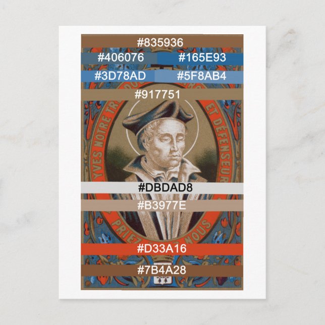 Colour Palette for St. Ivo of Kermartin (M 005) Postcard (Front)