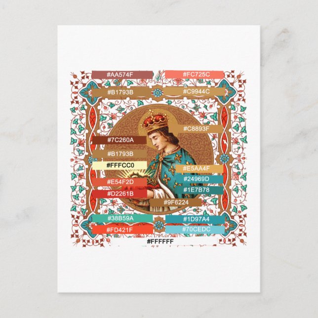 Colour Palette for St. Louis IX the King (BK 065)  Postcard (Front)