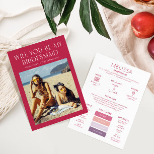 Colour Palette Photo Be My Bridesmaid Proposal Car Invitation