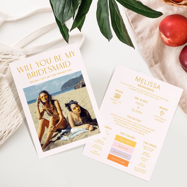 Colour Palette Photo Be My Bridesmaid Proposal Car Invitation (Creator Uploaded)