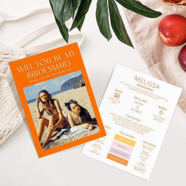 Colour Palette Photo Be My Bridesmaid Proposal Car Invitation (Creator Uploaded)