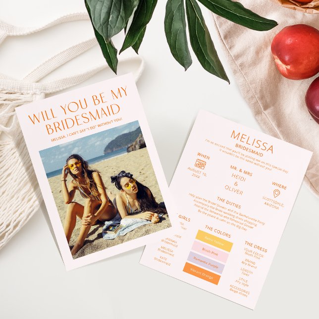 Colour Palette Photo Be My Bridesmaid Proposal Car Invitation (Creator Uploaded)