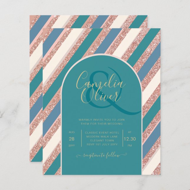 Colour Palette Teal Champagne Rose Gold Weddong (Front/Back)