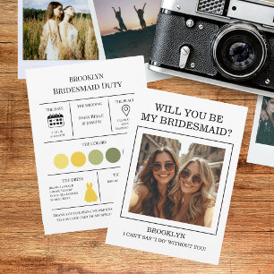Colour Pallet Will You Be My Bridesmaid Proposal Invitation