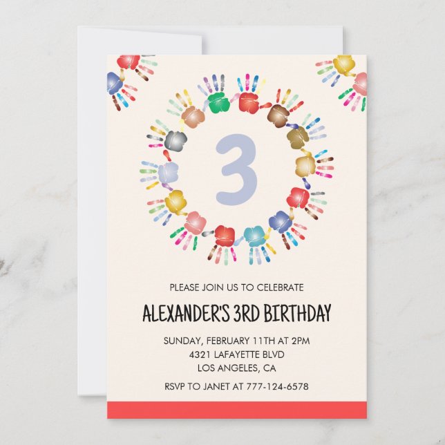Colour party invitations colourful kids primary (Front)