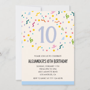 Colour party invitations confetti kids primary