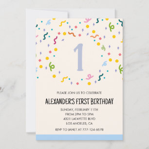 Colour party invitations confetti kids primary