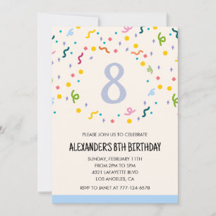 Colour party invitations confetti kids primary