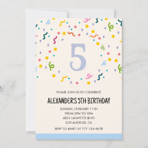 Colour party invitations confetti kids primary