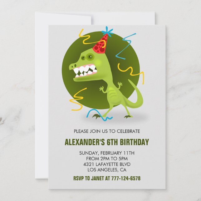 Colour party invitations Monster Modern Boy kids (Front)
