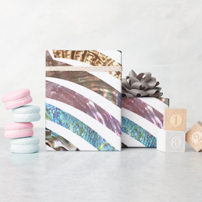 Colour Pattern Wavy Shiny Shell Wrapping Paper (Baby Shower)