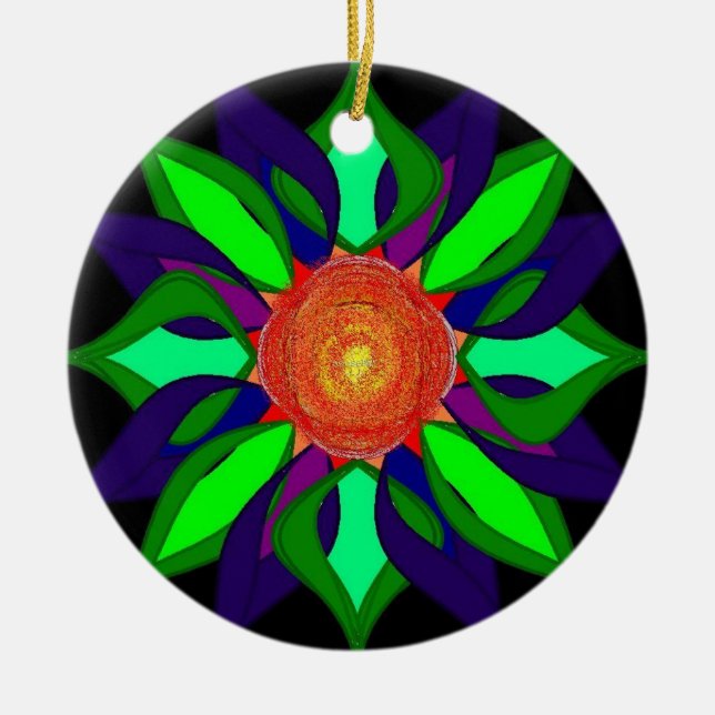 Colour pedals orniment ceramic tree decoration (Front)