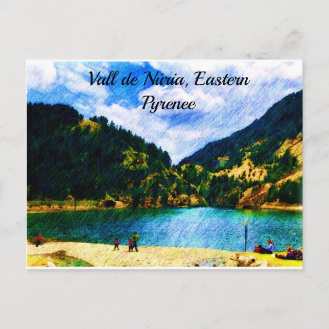Colour Pencil Art - Vall de Núria, Eastern Pyrenee Postcard (Front)
