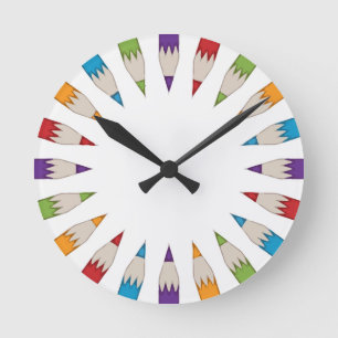 Colour pencil classroom clock