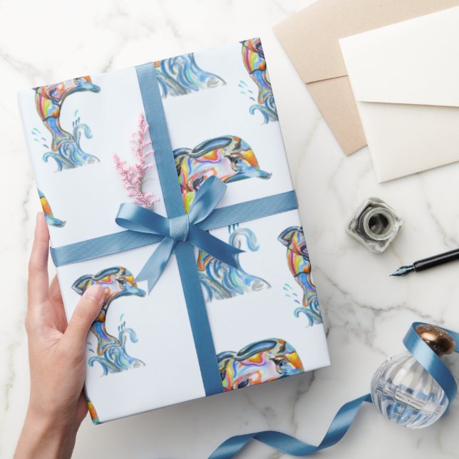 Colour Pencil Dolphins Jumping Out Of Water Wrapping Paper (Gifting)