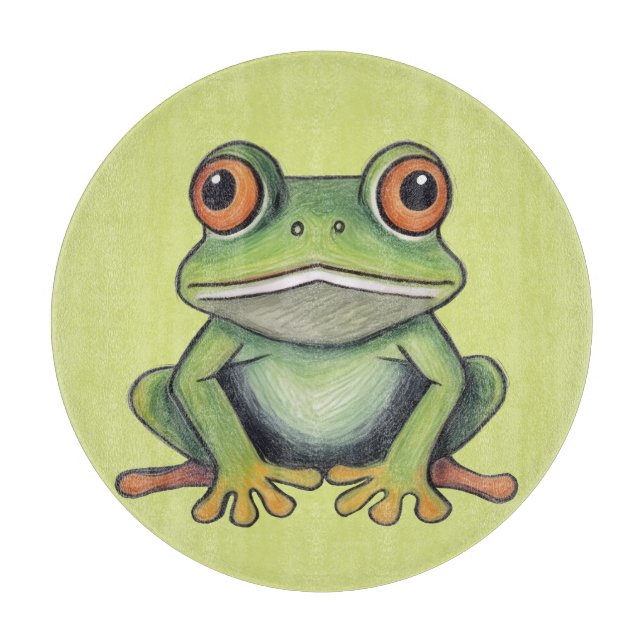 Colour Pencil Drawing Frog Cutting Board (Front)