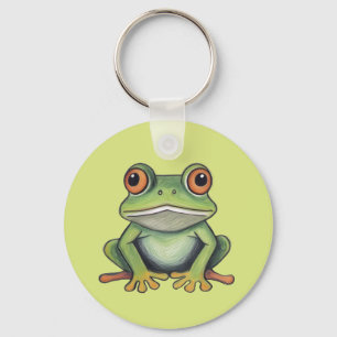 Colour Pencil Drawing Frog Key Ring