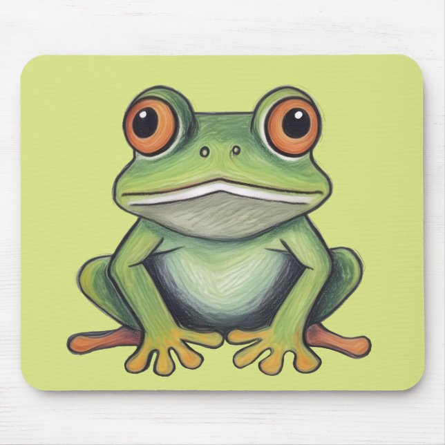 Colour Pencil Drawing Frog Mouse Mat (Front)