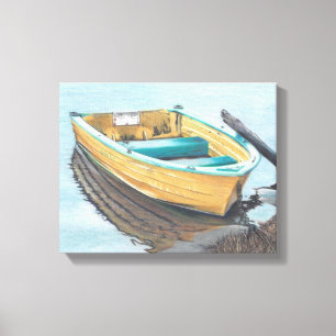 Colour Pencil Drawing of Yellow Boat Canvas Print