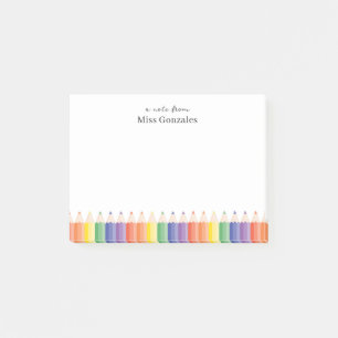 Colour Pencil Personalised Teacher Post-it Notes