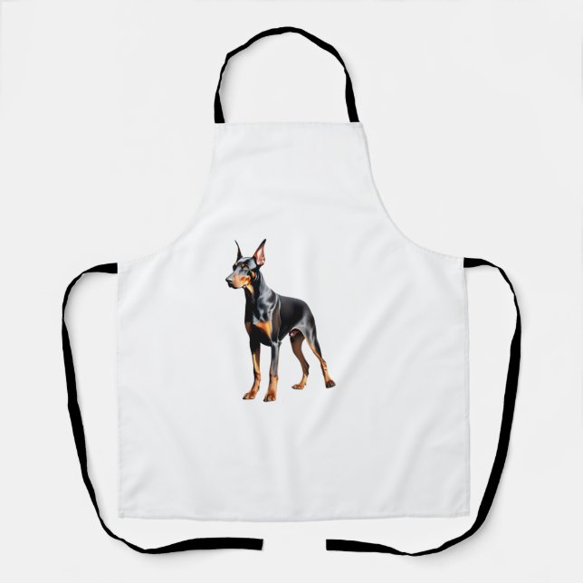 Colour pencil sketch of a Doberman Pinscher.  Esse Apron (Front)