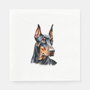 Colour pencil sketch of a Doberman Pinscher. Esse Napkin