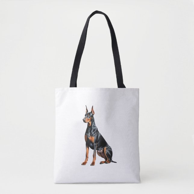Colour pencil sketch of a Doberman Pinscher.  Esse Tote Bag (Front)