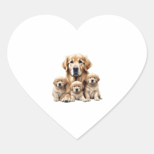Colour pencil sketch of a Golden Retriever. Essen Heart Sticker