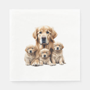 Colour pencil sketch of a Golden Retriever. Essen Napkin
