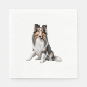 Colour pencil sketch of a Shetland Sheepdog. Esse Napkin