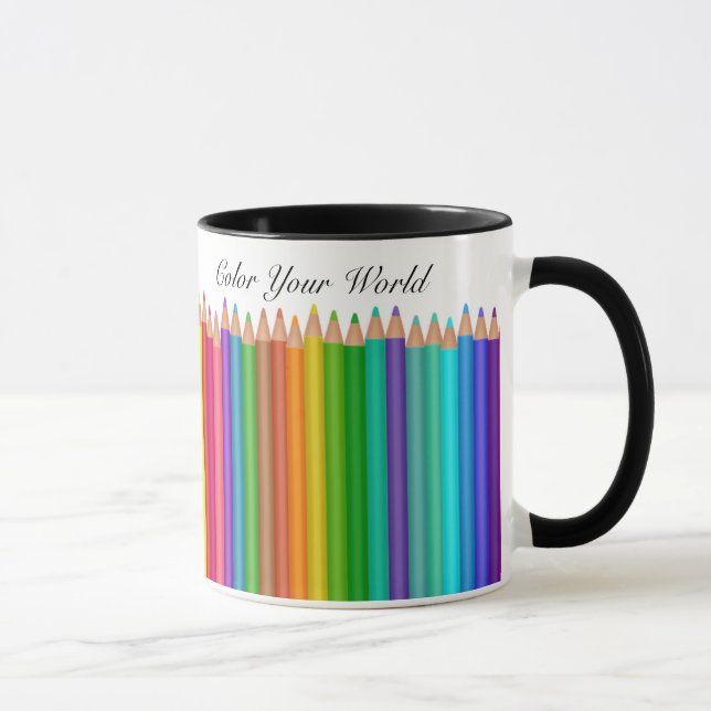 Colour Pencils 2 Text Areas Personalise Name Phras Mug (Right)